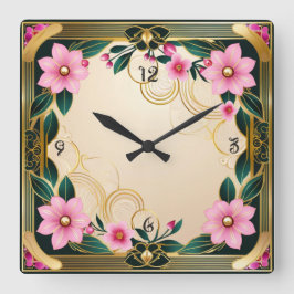 Reloj Cuadrado Flores rosas