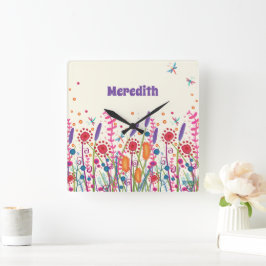 Reloj Cuadrado Flores silvestres adornan la inespiritualidad pers