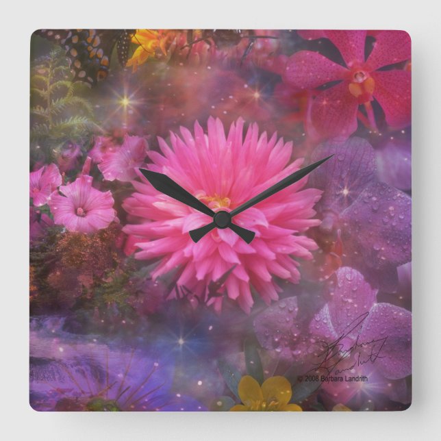 Reloj Cuadrado Flores - un ramo visual para la mamá (Anverso)