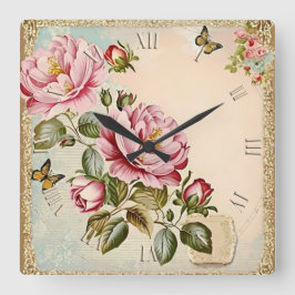 Reloj Cuadrado flores vintage shabby chic