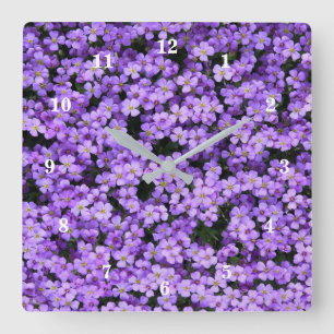 Reloj Cuadrado Flores violetas