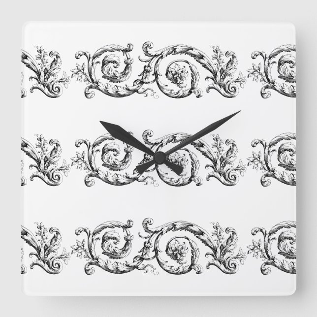 Reloj Cuadrado floritura divisoria ornamental (Anverso)