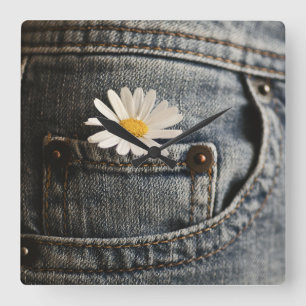 Reloj Cuadrado Flowers   Daisy in Jeans Pocket
