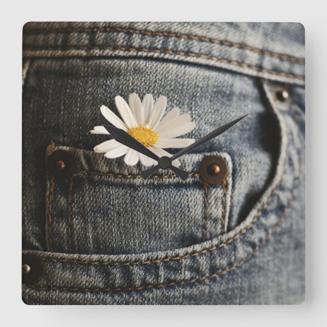 Reloj Cuadrado Flowers | Daisy in Jeans Pocket (Anverso)