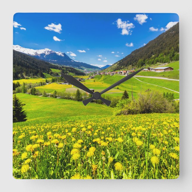 Reloj Cuadrado Flowers | Dandelion Canton of Grisons, Switzerland (Anverso)