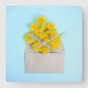 Reloj Cuadrado Flowers   Dandelions in Envelope