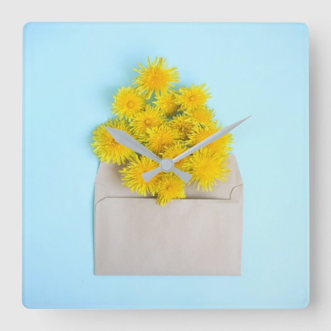Reloj Cuadrado Flowers | Dandelions in Envelope (Anverso)