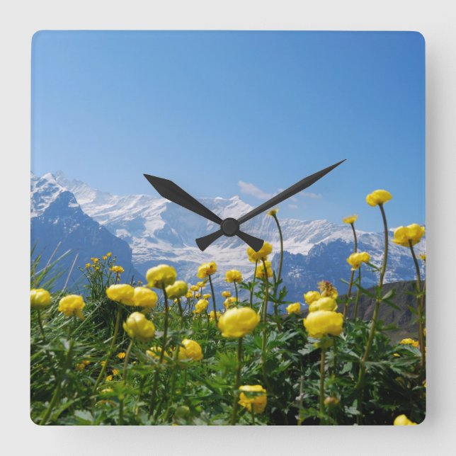 Reloj Cuadrado Flowers | Eiger Monch Swiss Alps (Anverso)