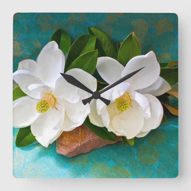 Reloj Cuadrado Flowers | Magnolia Flower (Anverso)
