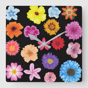 Reloj Cuadrado Flowers Pattern
