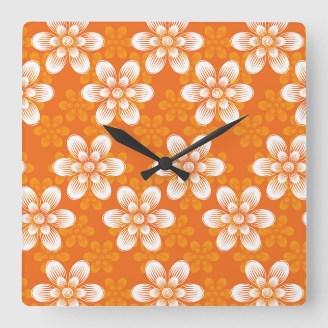 Reloj Cuadrado Flowers Pattern (Anverso)
