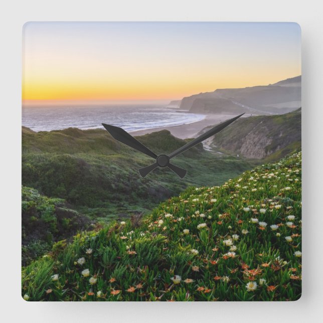 Reloj Cuadrado Flowers | Santa Cruz California (Anverso)