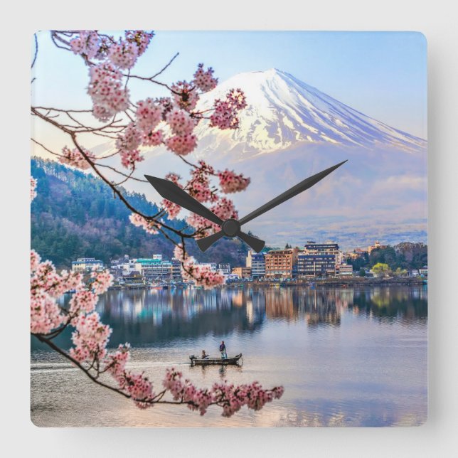 Reloj Cuadrado Flowers | Spring Cherry Blossoms Japan (Anverso)