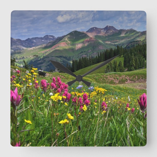 Reloj Cuadrado Flowers | Wildflowers Durango, Colorado (Anverso)