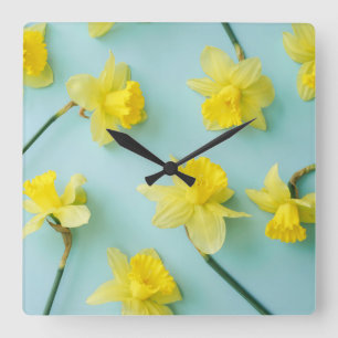 Reloj Cuadrado Flowers   Yellow Daffodils