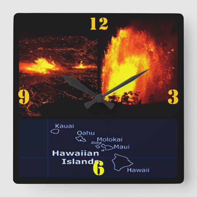 Reloj Cuadrado Flujo de lava del volcán hawaiano (Anverso)