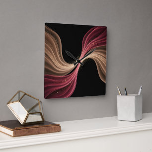 Reloj Cuadrado Flujo Eterno de Amor — Arte Romántico Abstracto