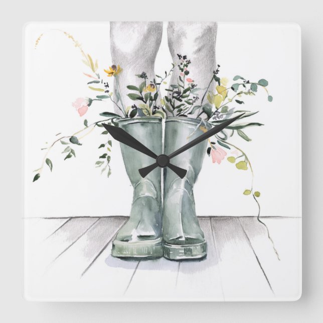 Reloj Cuadrado Flujo y crecimiento II (Anverso)