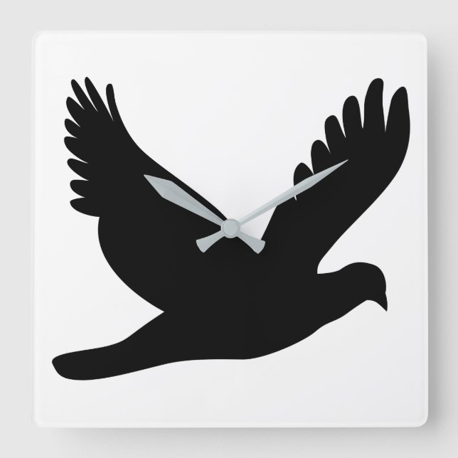 Reloj Cuadrado Flying Dove Silhouette (Anverso)