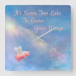 Reloj Cuadrado Flying Pig-Grow Your Wings