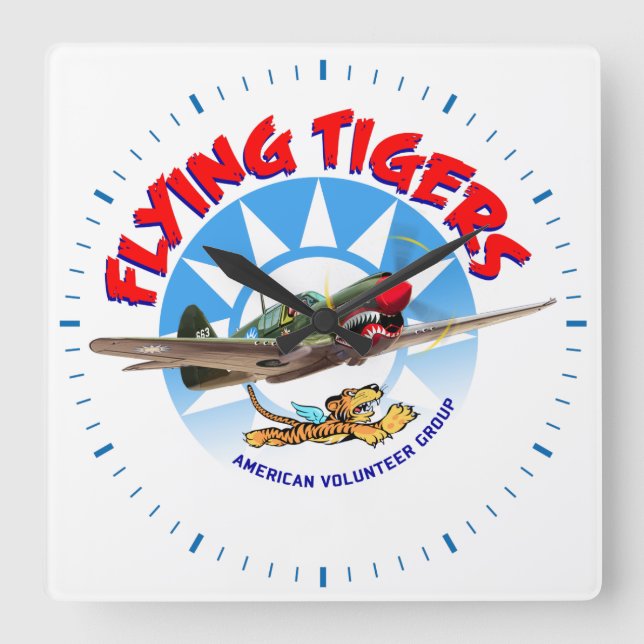 Reloj Cuadrado Flying Tigers (Anverso)