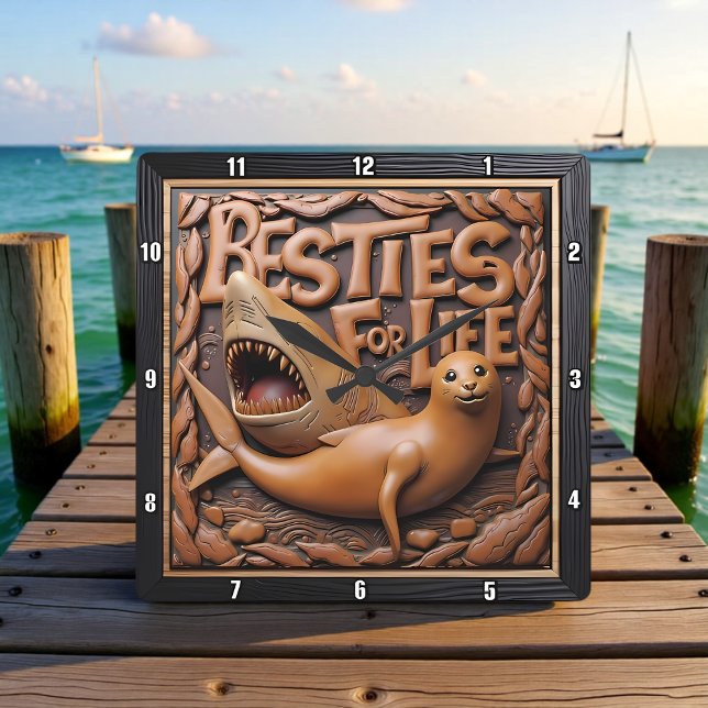 Reloj Cuadrado Foca de Tiburón Juguetón Marino (Subido por el creador)