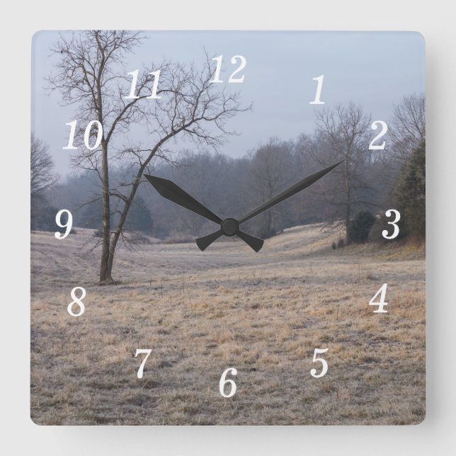 Reloj Cuadrado Foggy Meadow Wall Clock (Anverso)
