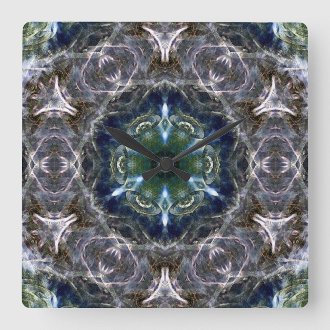 Reloj Cuadrado Folk Mandala (Anverso)