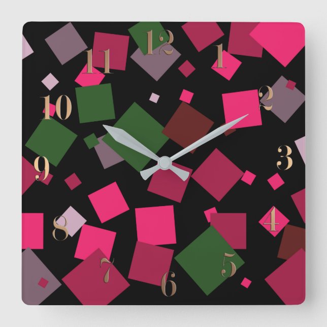 Reloj Cuadrado Fondo colorido abstracto (Anverso)