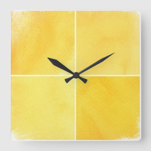 Reloj Cuadrado fondo colorido de la acuarela para su