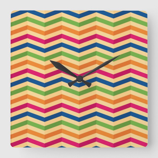 Reloj Cuadrado Fondo con las rayas en retro (Anverso)