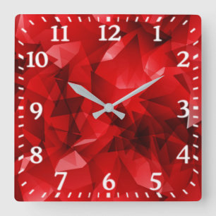 Reloj Cuadrado Fondo de cristal geométrico abstracto rojo