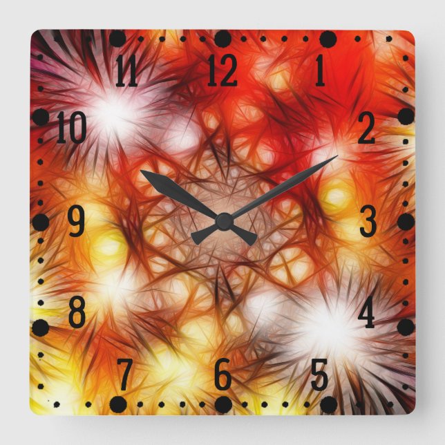 Reloj Cuadrado Fondo de estrellas de fuegos artificiales abstract (Anverso)
