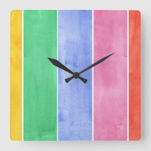 Reloj Cuadrado fondo de gran acuarela - pinturas de acuarela 4