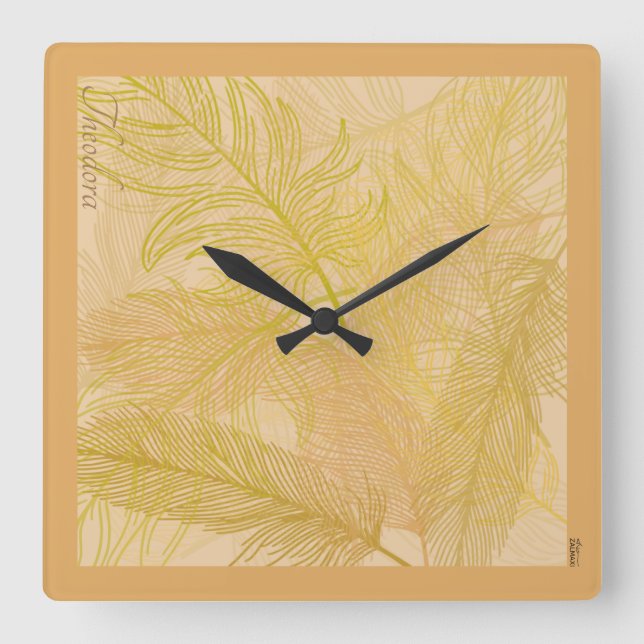 Reloj Cuadrado Fondo de la hoja de oro clásica (Anverso)