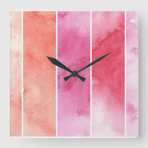 Reloj Cuadrado fondo de las banderas de la acuarela para su