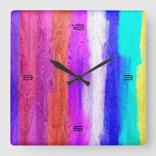 Reloj Cuadrado Fondo de los granos de madera moderna de color #9