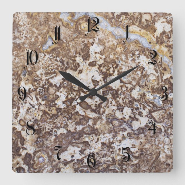 Reloj Cuadrado Fondo de patrón de marmol (Anverso)