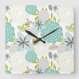 Reloj Cuadrado Fondo floral 5