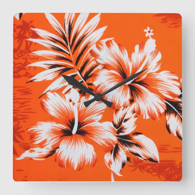 Reloj Cuadrado Fondo Hawai Hibiscus Flower (Anverso)