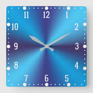 Reloj Cuadrado Fondo metálico azul-36361