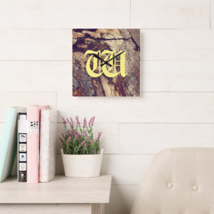 Reloj Cuadrado Fondo personalizable de tronco de árbol de madera