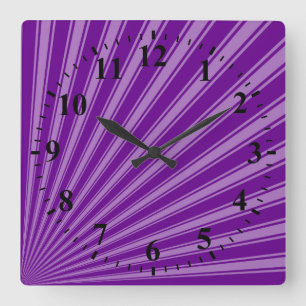 Reloj Cuadrado Fondo Retro Purple Funky Sun Rings