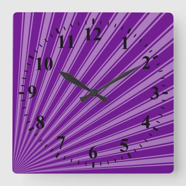 Reloj Cuadrado Fondo Retro Purple Funky Sun Rings (Anverso)