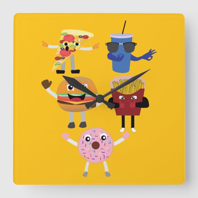 Reloj Cuadrado Food Characters (Anverso)