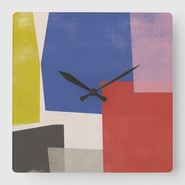 Reloj Cuadrado Foolscap - Modern Colorblocks (Anverso)