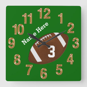 Reloj Cuadrado Football Clocks with YOUR NAME and JERSEY NUMBER