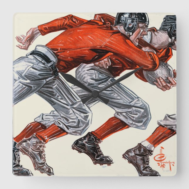 Reloj Cuadrado Football Players (Anverso)