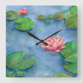 Reloj Cuadrado Fôr de Lotus Aguarela