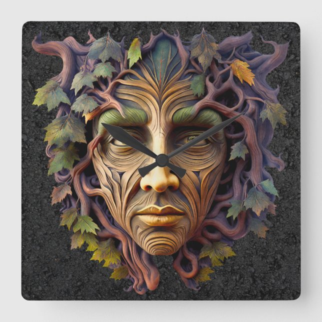 Reloj Cuadrado Forest Carving Wall Clock (Anverso)